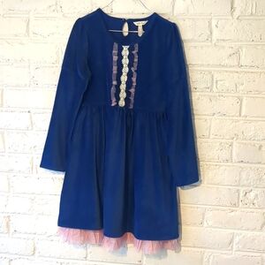 Matilda Jane Heart to Heart Blue Clara Ribbed Velour Dress